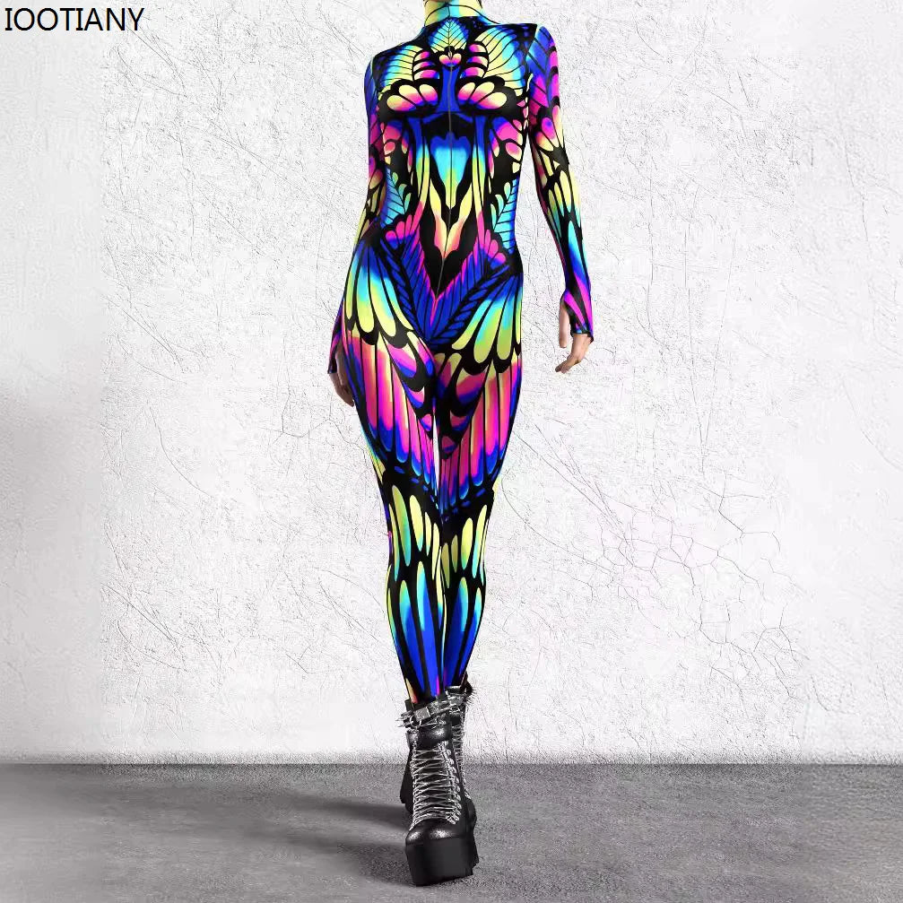 Women's 3D Print Goddess Jumpsuit Catsuit Costume