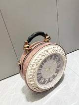 Vintage Clock-Style Circular Shoulder Bag