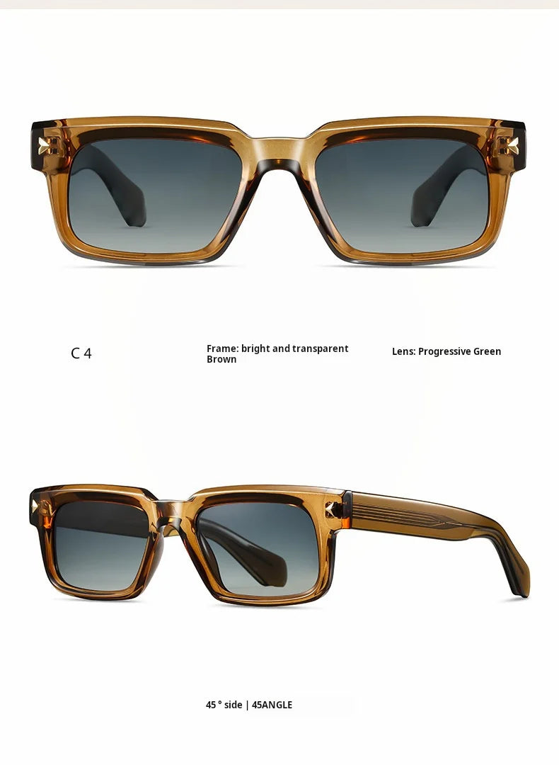 YIMARUILI Retro Square Men's Polarized Sunglasses Fashion Trend UV Protection High Quality TR90 Acetate Women's Driving Glasses