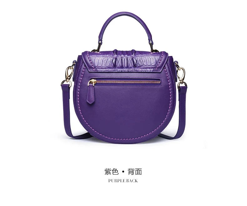 KEXIMA Crocodile Embossed Leather Round Shoulder Bag