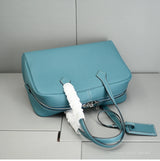 Genuine Leather Bowling Bag for Women, Top Layer Cowhide Handbag, Large Capacity Top Handle Bag, Small & Large Size