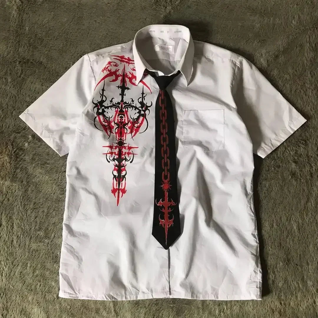 Men’s Y2K Gothic Skull Graphic Shirt
