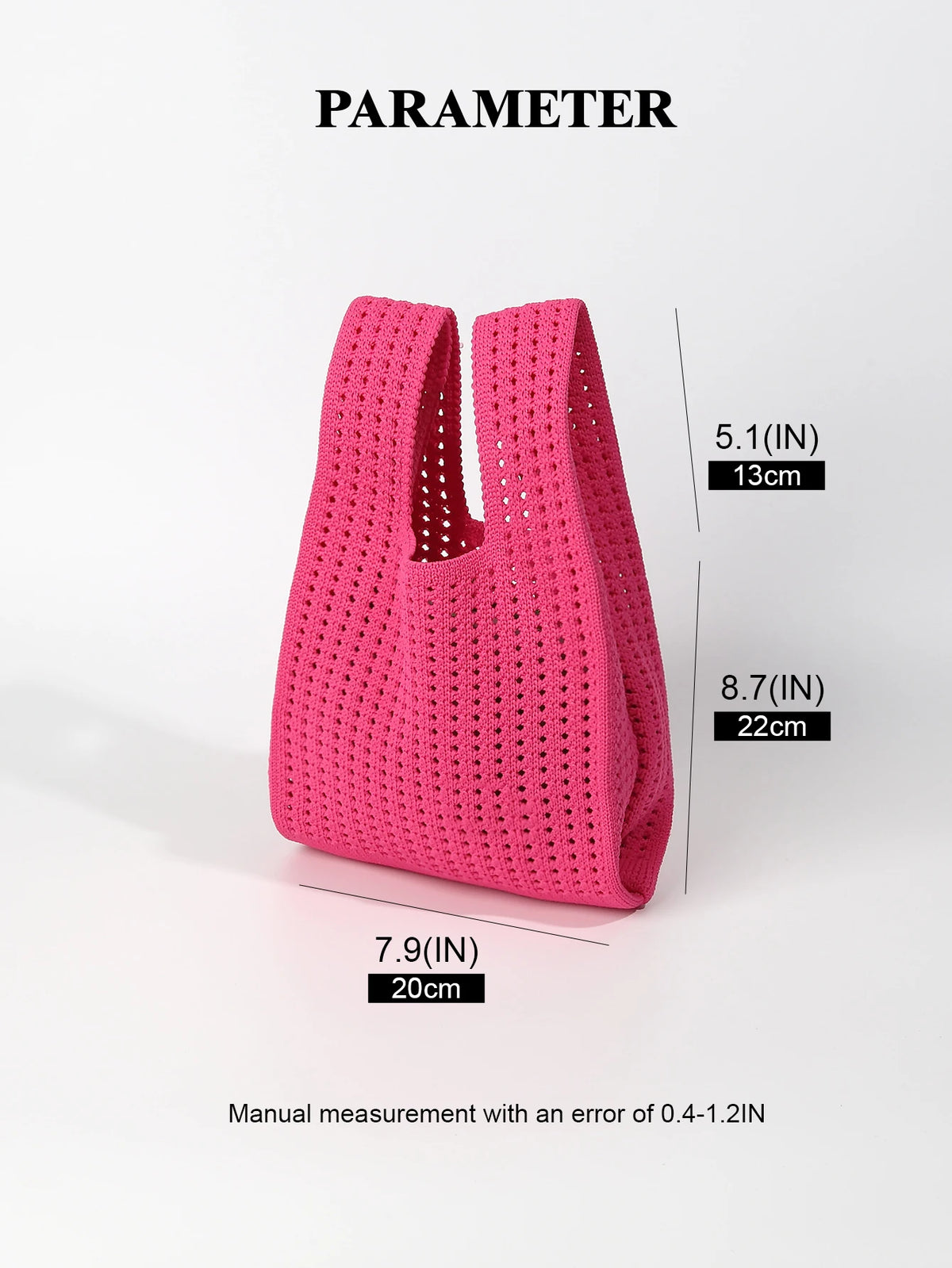 Handmade Knit Handbag Women Mini Shoulder Bag Female Casual Color Wide Stripe Plaid Tote Bag Student Cell Phone Package