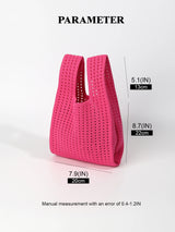 Handmade Knit Handbag Women Mini Shoulder Bag Female Casual Color Wide Stripe Plaid Tote Bag Student Cell Phone Package