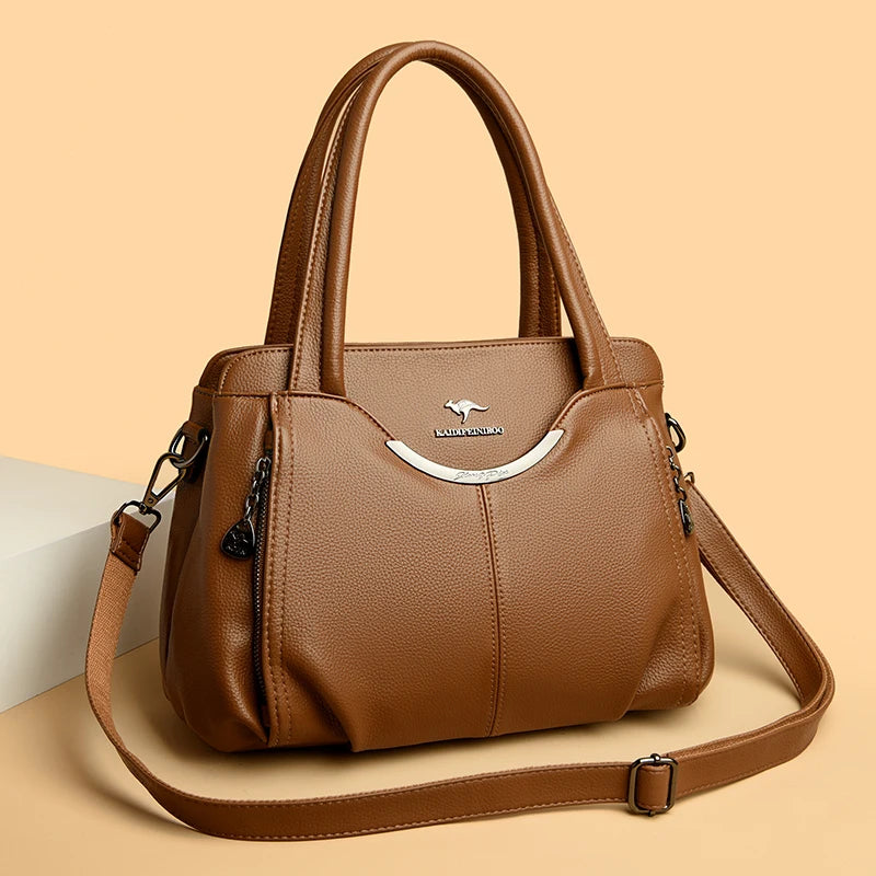 Genuine Soft Leather Handbags for Women Vintage Shoulder Tote Bag Luxury Designer Ladies Large Capacity Purse Bags Sac A Main