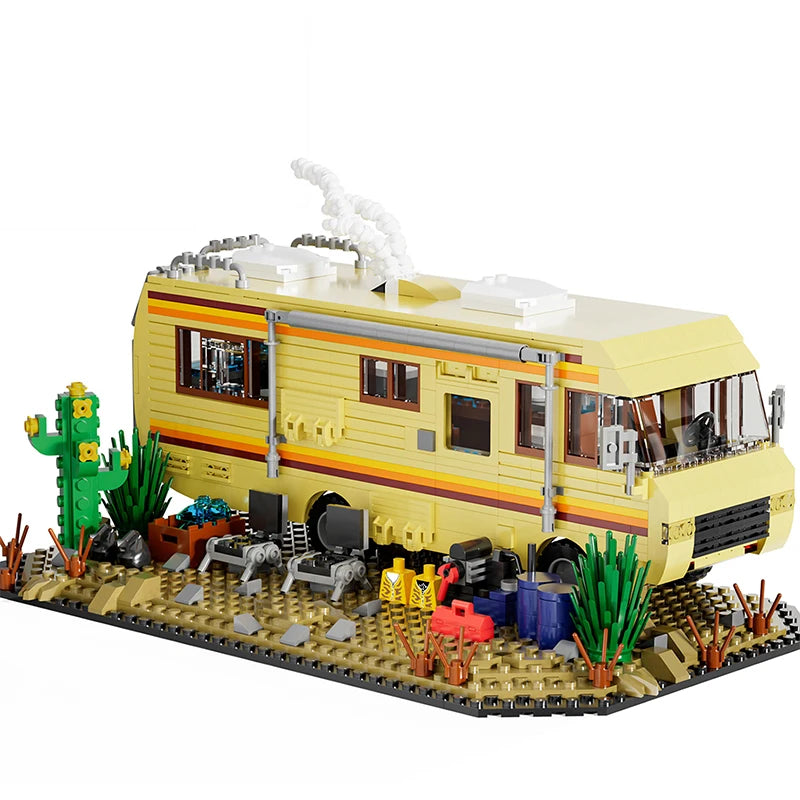 Technical Breaking Bad RV Adventure Camper Bus Car Model Building Blocks Fit Car Vehicle Assemble Bricks Toys For Avid Fans