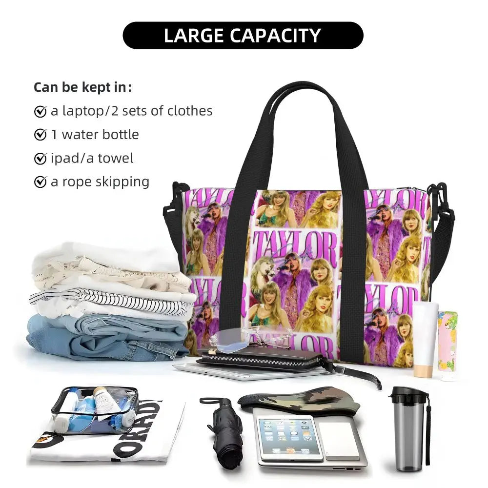 Custom The Eras Tour 1989 Taylor's Swift's American Pop Singer Tote Bag Women Large Capacity Beach Gym Travel Bags
