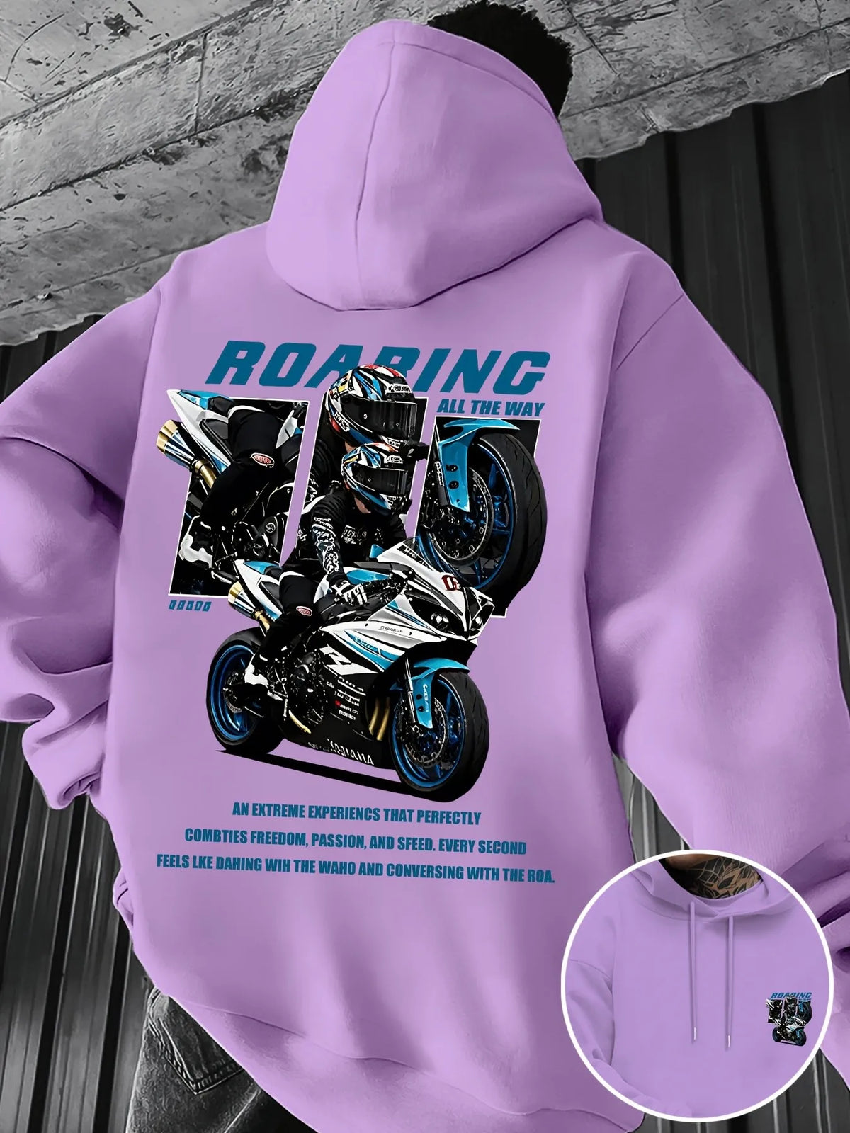 2026 Autumn/Winter New Style Street Casual Simple Fashion Comfortable 3D Motorcycle Pattern Printed Men's Hooded Sweatshirt
