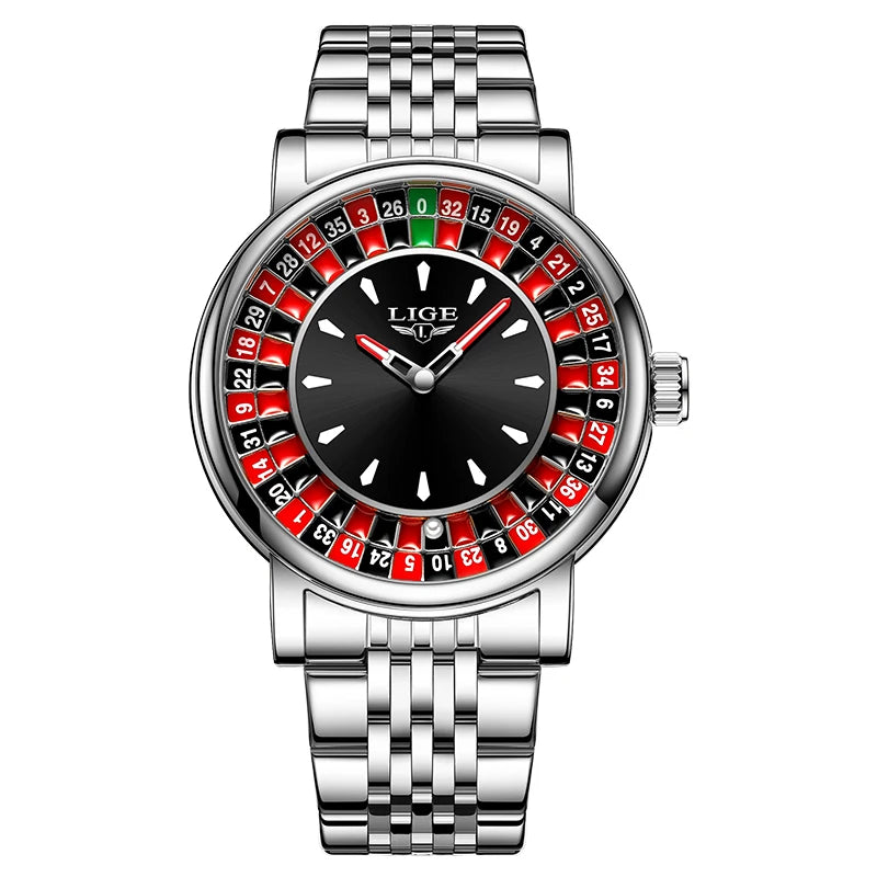 LIGE Men's Rotating Dial Quartz Watch — Luminous, Waterproof, Creative Design