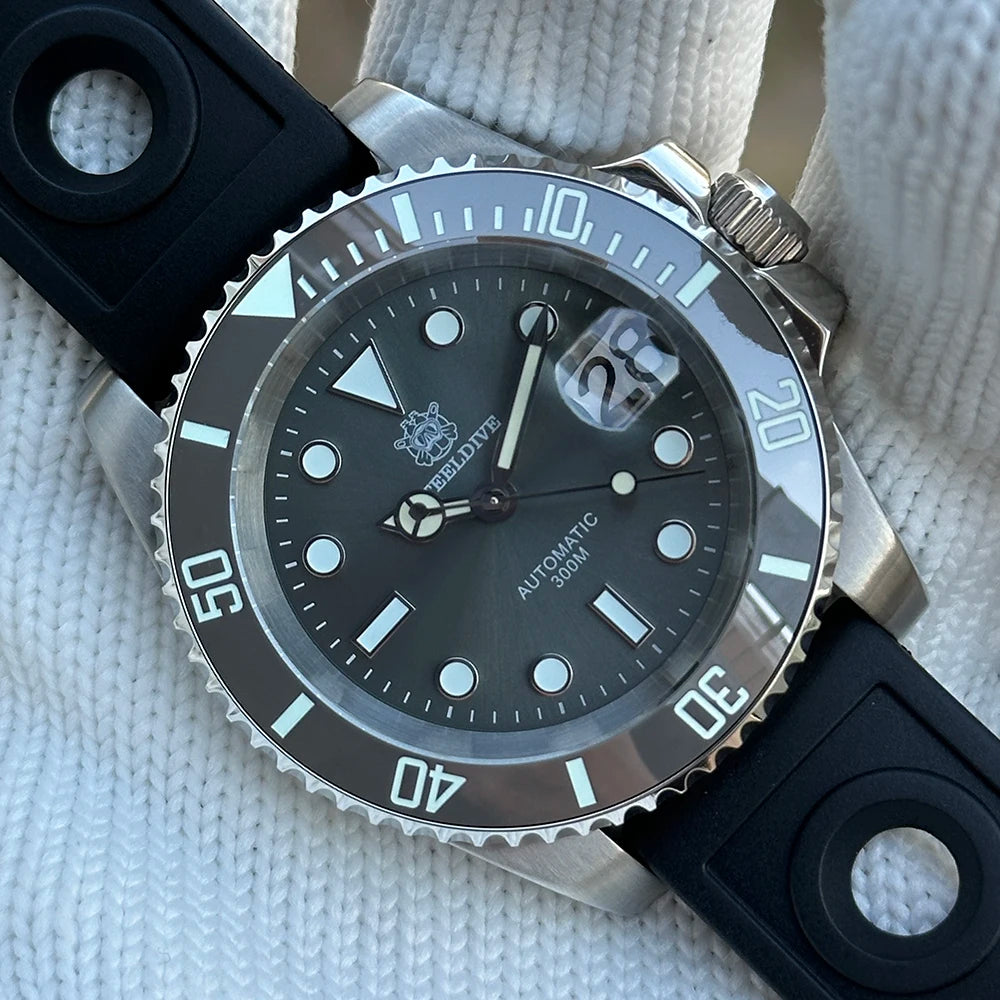 SD1953 Gray Dial Stainless Steel NH35 Watch Steeldive 40.5mm STEELDIVE Brand Sapphire Glass Men Diver Watches  hombre