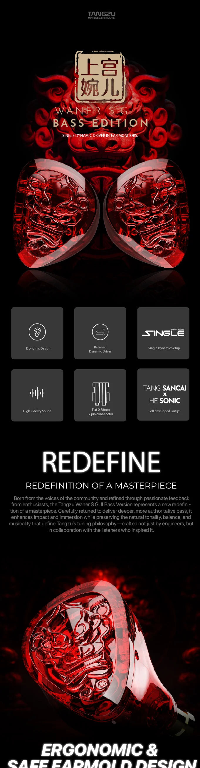 TANGZU Waner 2 Red Lion Bass Edition Wired Earphones