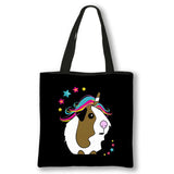 Kawaii Pet Guinea Pig Hamster Print Shoulder Bag Women Casual Handbags Large Capacity Totes Bag Eco Reusable Shopping Bags Gift