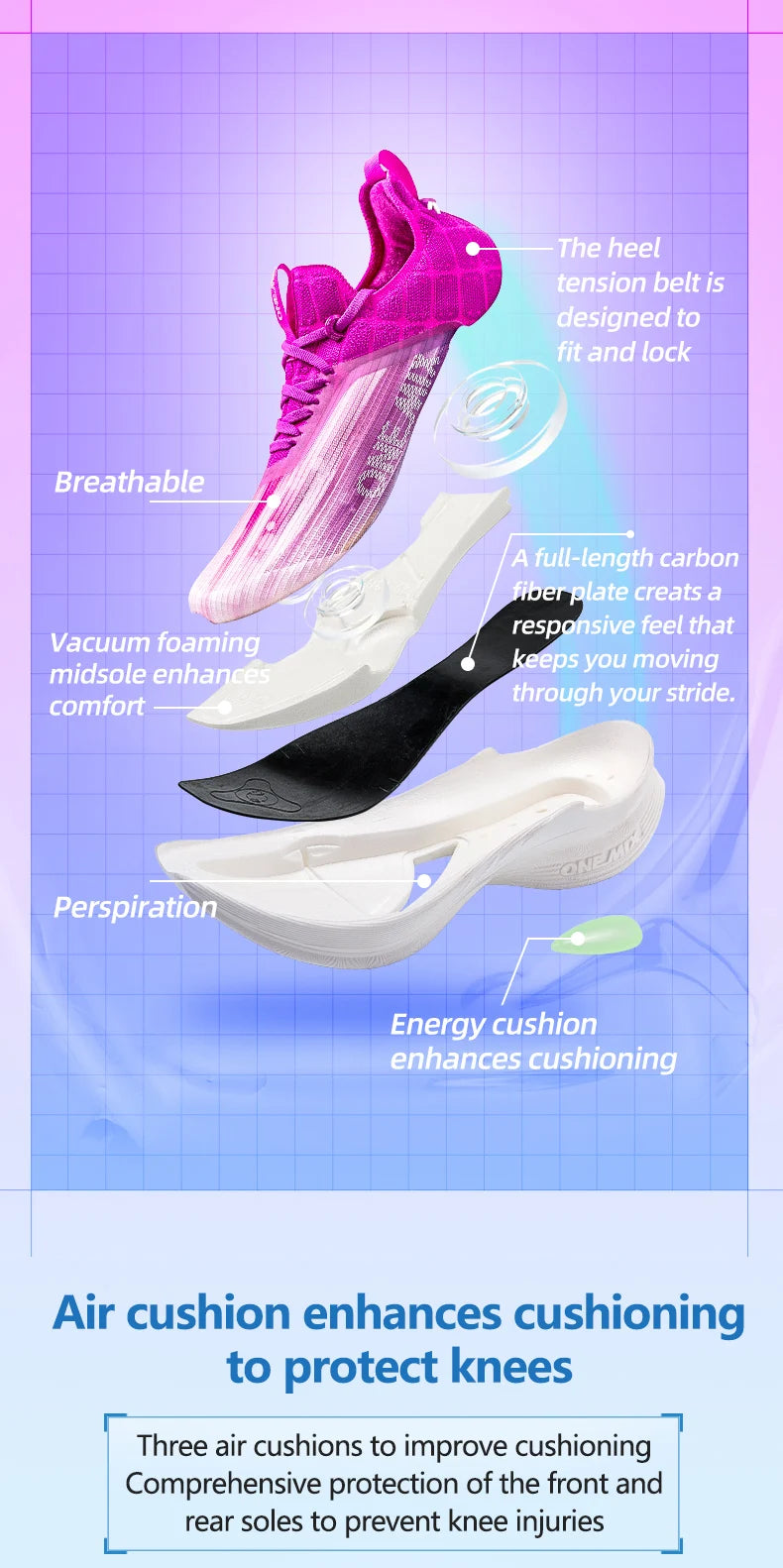 ONEMIX Carbon Plate Marathon Running Racing Shoes Professional Stable Support Shock-relief Ultra-light Rebound Sneakers