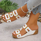 Women's Wide-Fit Roman Sandals — Open Toe Wedge Beach Shoes