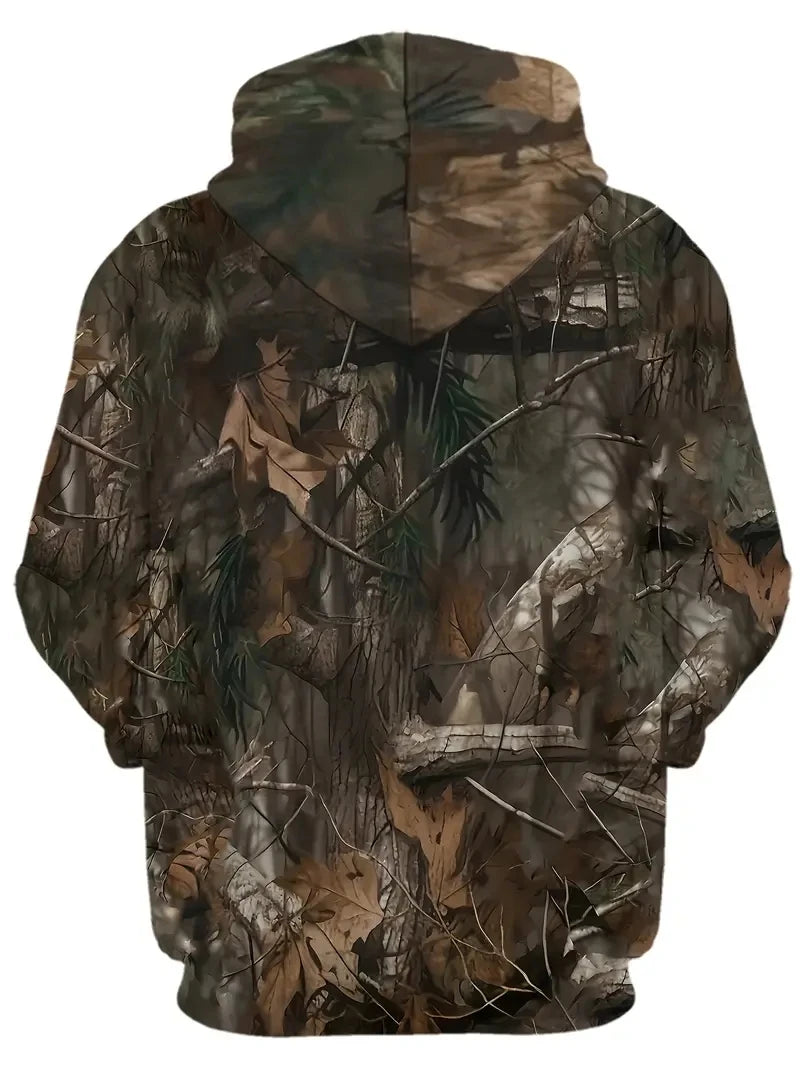 3D Leaf Camo Oversized Pullover Hoodie