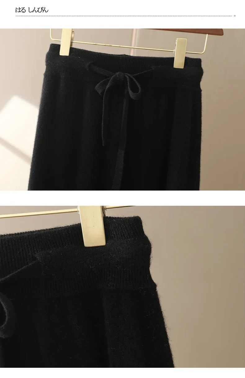 Wool A-Line Midi Skirt – Women's Knit Autumn Winter