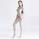 Glossy Long Sleeve Full-Length Jumpsuit