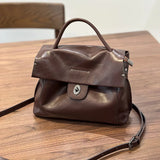 Johnature 2026 Autumn New Handmade Retro Genuine Leather Women's Bag Versatile Soft Cowhide Solid Color Shoulder Crossbody Bags