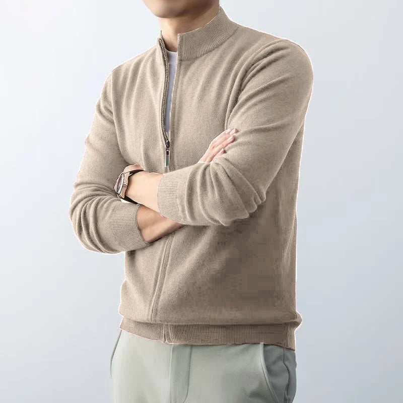 Slim Fit Zipper Cardigan – Premium USA-Made Knit Sweater