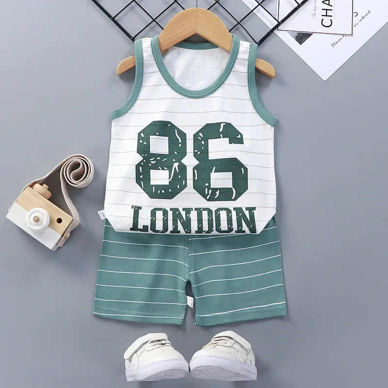 Kids' Cotton Summer Vest & Shorts Set