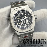 Gramock 41mm NH70 Watch Hollowed Out Dial Sapphire Crystal With Green Luminous NH70 Automatic Mechaninal Movement Waterproof