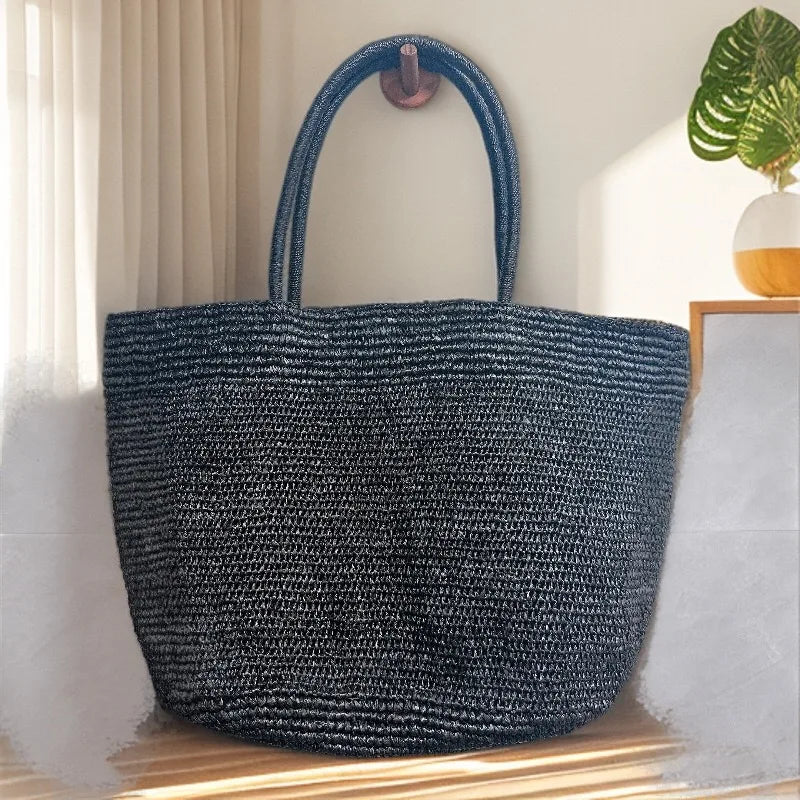 Fashionable Natural Rafia Grass Hand-woven Bag, Large Capacity, Lightweight, Versatile, Suitable for Daily Use, Women's Handbag