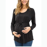 Layered Maternity & Nursing Top with Lace-Up Detail
