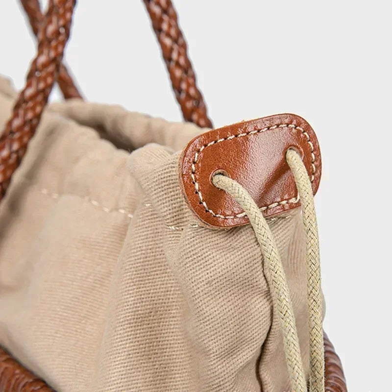 Genuine Leather Tote Bags Luxury Designer Handbag Handwoven Weaving Casual Shopping Bag Vintage Big Tote Purse Hand Bags