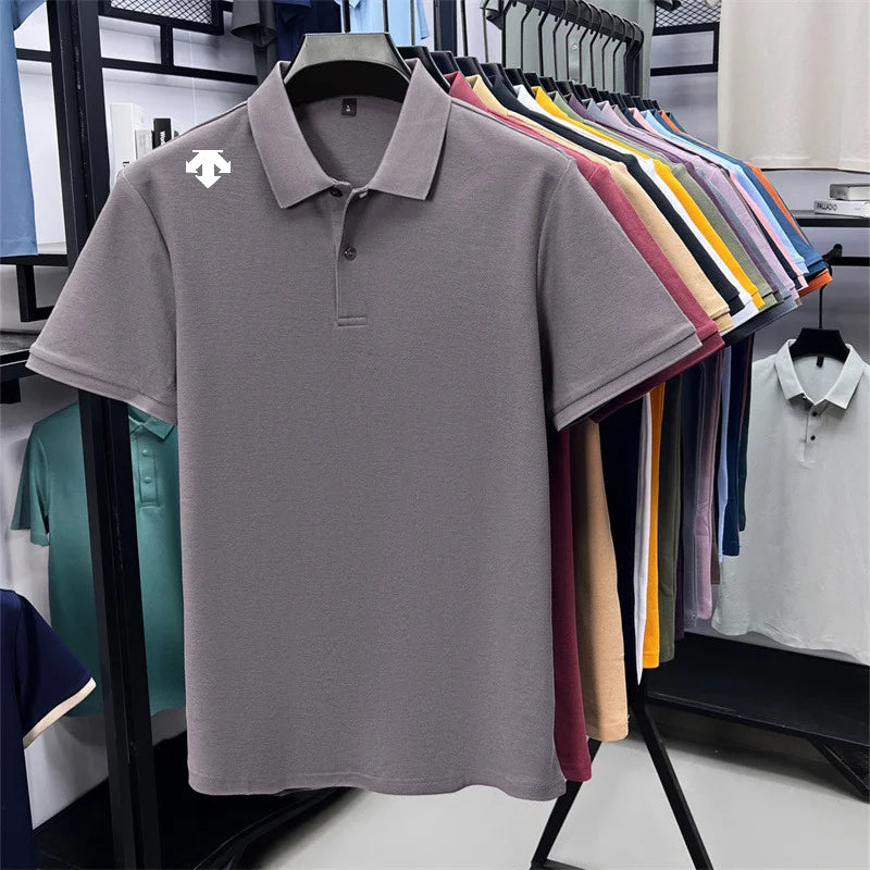 Men's Luxury Cotton Polo | Geometric Print Summer Shirt