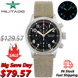 Militado ML1868KF Quartz 3 Dial Watch VK67 Chronograph Movement Luminous Watches Sapphire Glass 100m Water Resistance Wristwatch