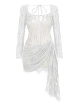 Strapless Lace Mini Dress – Elegant Sheer Patchwork Slim Fit Evening Dress