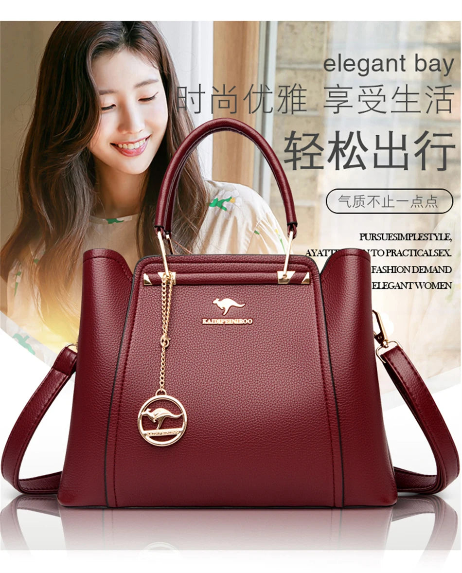 Luxury Triple-Layer Leather Tote & Crossbody