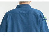 Men's Denim Shirt Long Sleeve Casual Outerwear Youth 2026 Fashion Streetwear Light Blue Button Up Top with Pockets Jeans Shirt