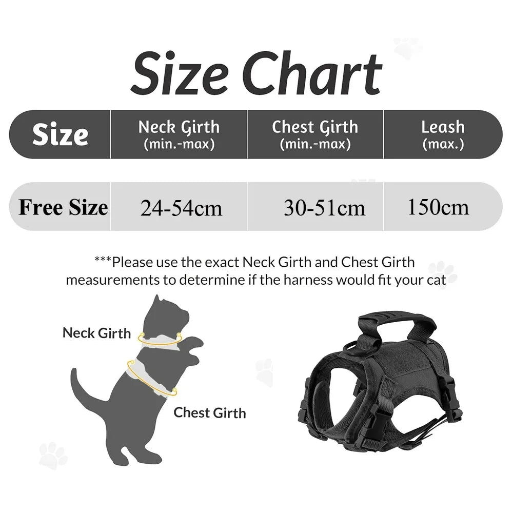 Cat Tactical Harness Vest with Leash & 2 Stickers