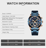 Men's six-needle multifunctional watch Waterproof calendar round strap stainless steel strap date men's business men's watch
