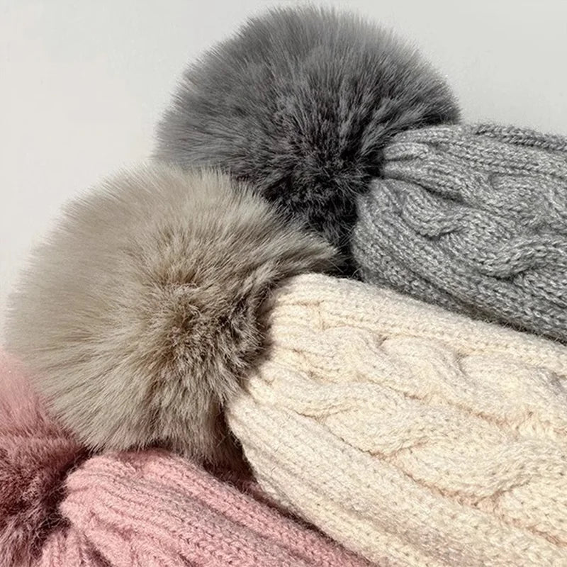 Women warm beanie hat men Plush and thickened cap winter ear protection high-end ski hat warm big head knit hat women's winter