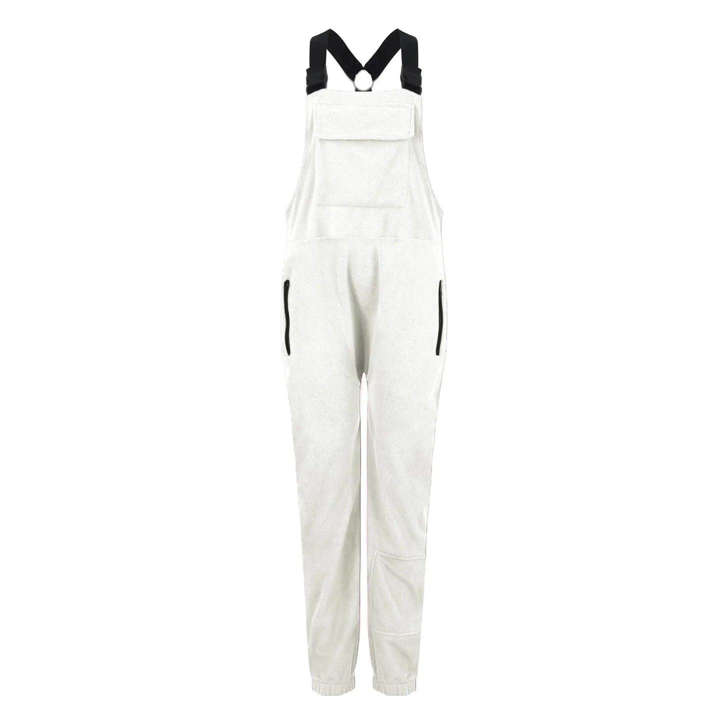 Fleece Bib Overalls - Adjustable Warm Winter Fuzzy Jumpsuit & Ski Pants