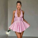 Townlike Women's Elegant Jacquard Backless Mini Dress - USA Made Chic