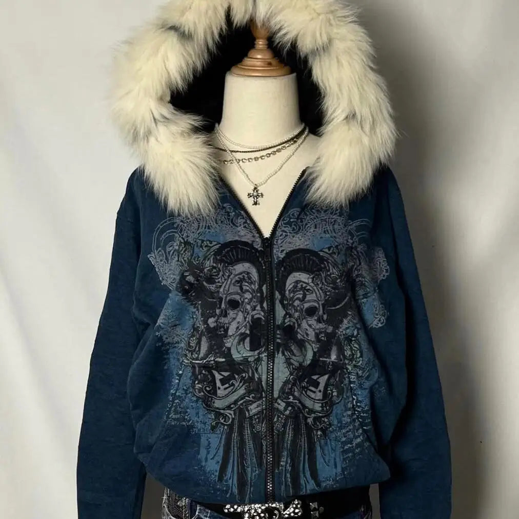 Women's Vintage Skull Print Y2K Sweatshirt