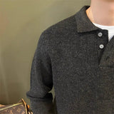 Men's Knit Polo Sweater – Long Sleeve Pullover