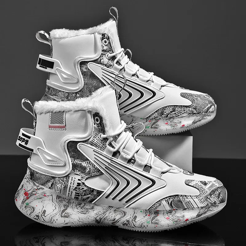 Men’s Winter High-Top Plush Sneakers