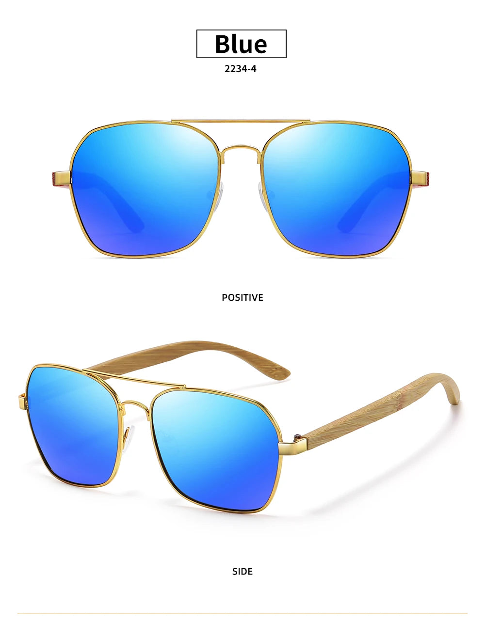 GM Fashion Retro Metallic Square Sunglasses for Women and Men Luxury Designer Brands Popular Driving Bamboo and Wood Sunglasses