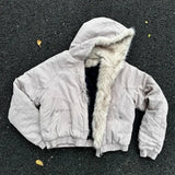 Y2K American Black Retro Wool Collar Thickened Cotton Jacket Men And Women Fashion Punk Vintage Streetwear Loose Casual Jackets