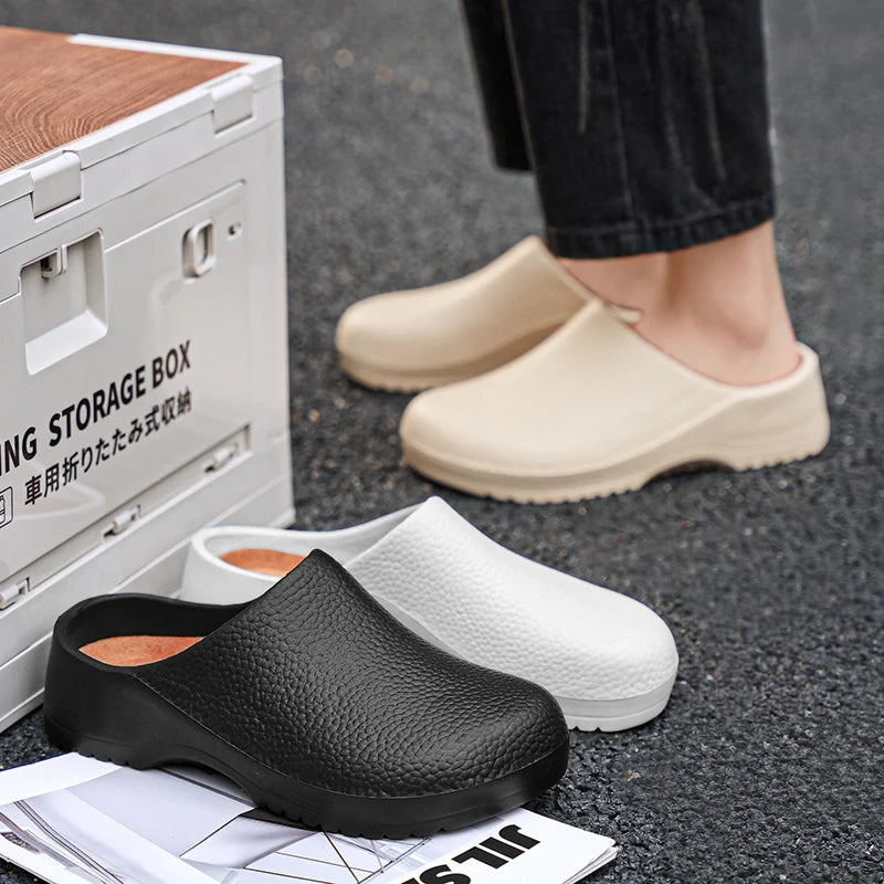 Men's and Women's Summer Breathable, Waterproof, Non-Slip Kitchen Shoes, Slip-On Beach Shoes, Toe-Toe Sandals and Slippers