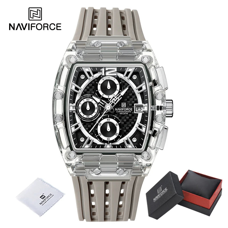 Men's Sport Chronograph – Waterproof Silicone Strap Tonneau Watch