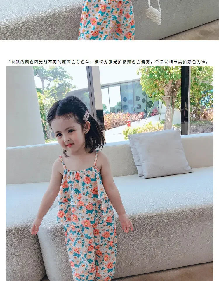 Girls' Floral Vest & Anti-Mosquito Suit