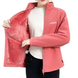 Women's Fleece Zip-Up Jacket with Embroidered Stand Collar