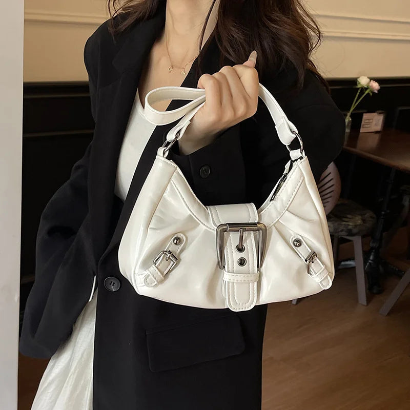 Y2K Retro Pleated Hobo Shoulder Bag for Women Hot Selling Maillard Style Underarm Bag Clutch Handbags for Travel Work Shopping