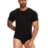 Mens Short Sleeve Full Body Shaper Bodysuit Tummy Control Romper Pajamas Waist Trainer Slimming Shapewear Underwear Undershirts