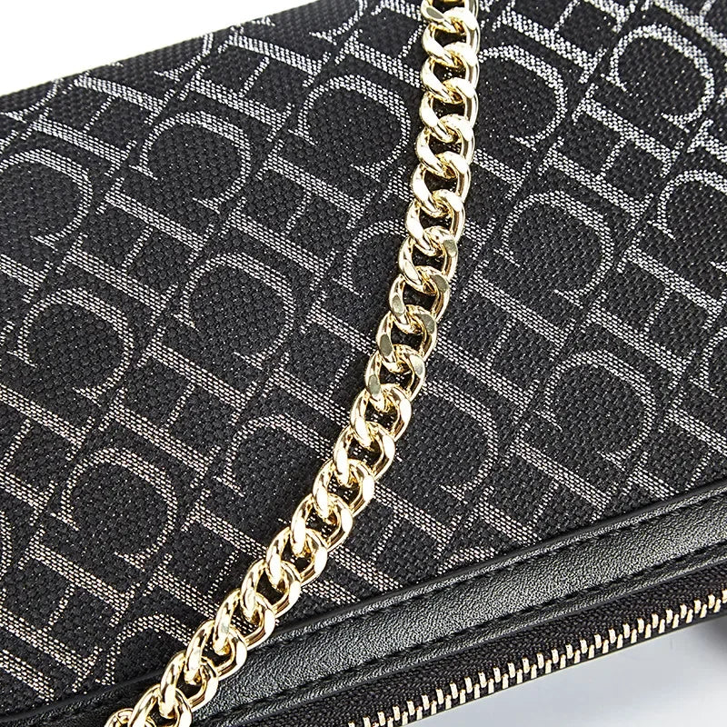 Letter Printed Suede-Style Luxury Chain Shoulder Bag